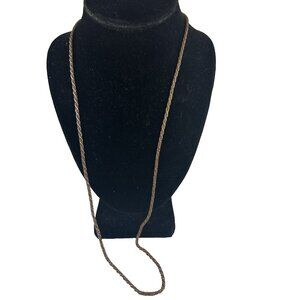 Rope Chain Necklace VTG Costume Jewelry Gold Tone Brown Dainty Boho 29"